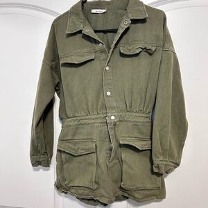 Olive Utility Romper